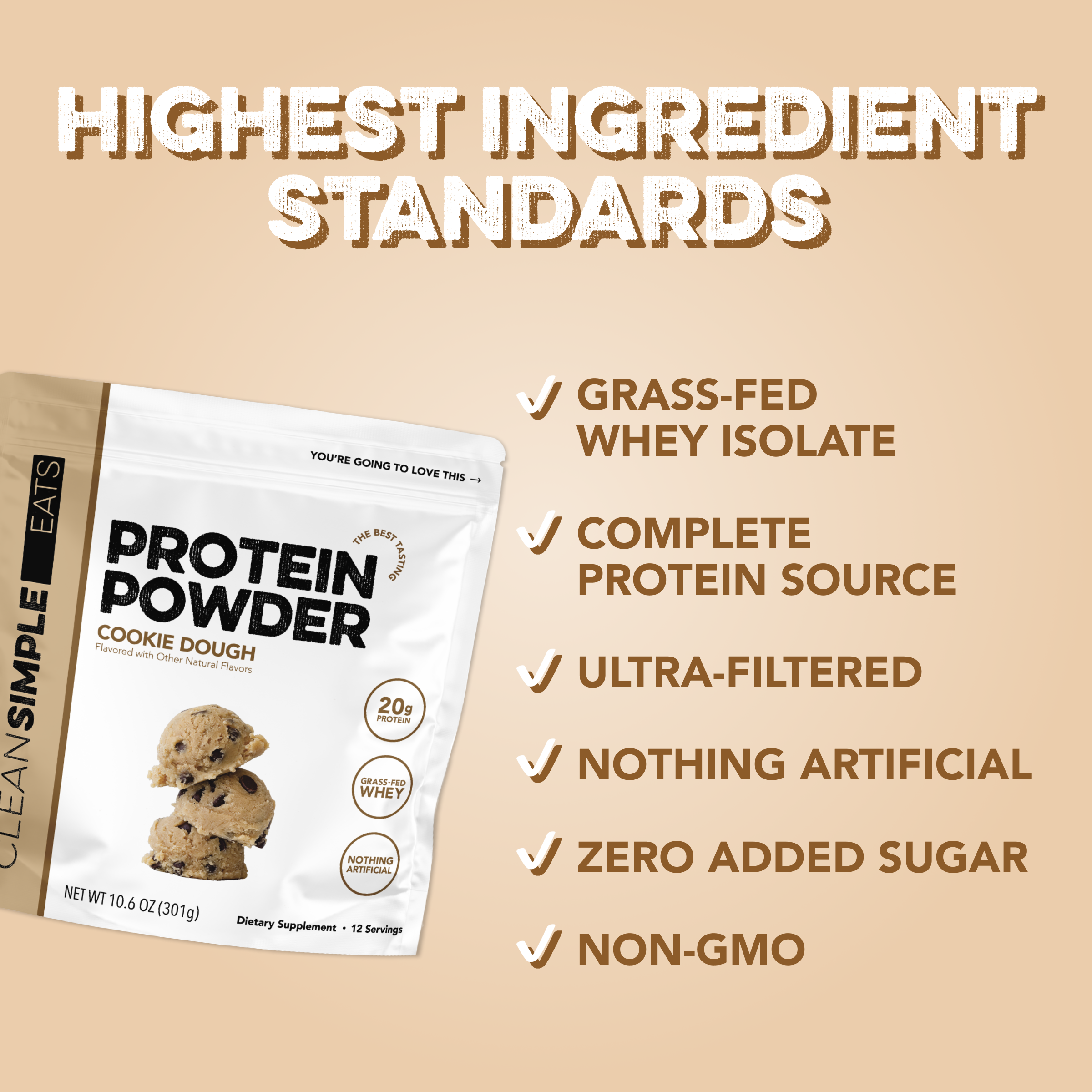 Protein Powder: Cookie Dough (12 Serving Bag)