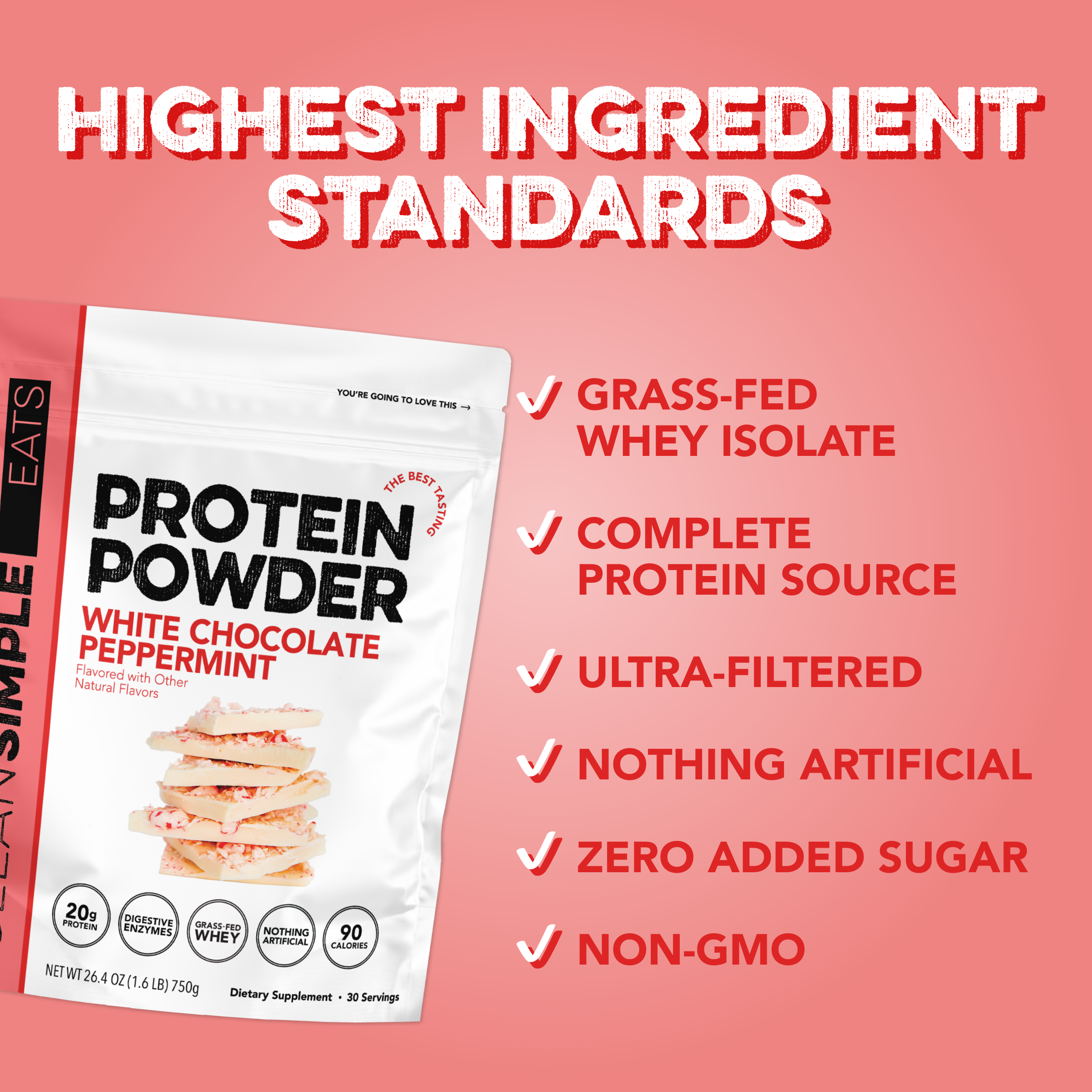 Protein Powder: White Chocolate Peppermint (30 Serving Bag)