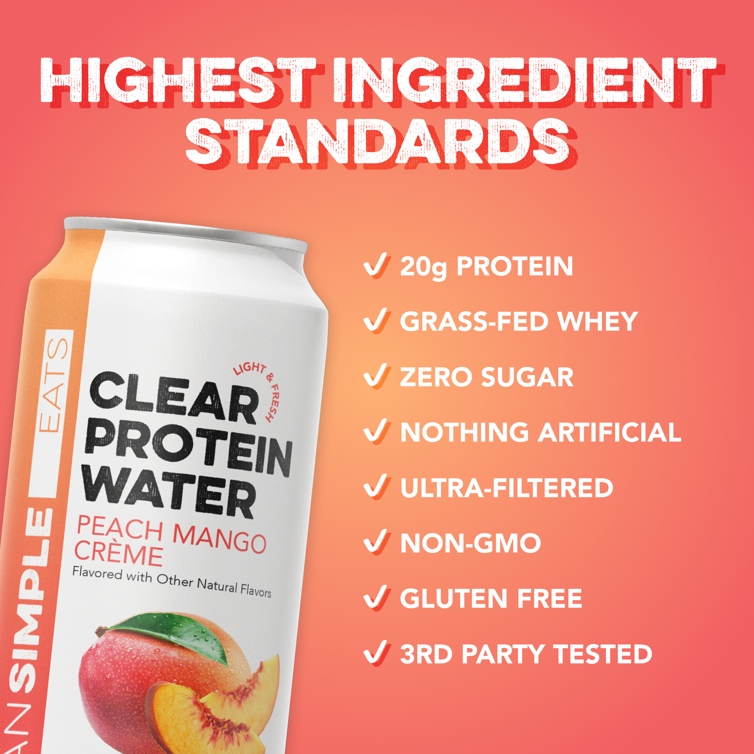 Clear Protein Water: Peach Mango Creme (16 Oz. | 12 Pack)