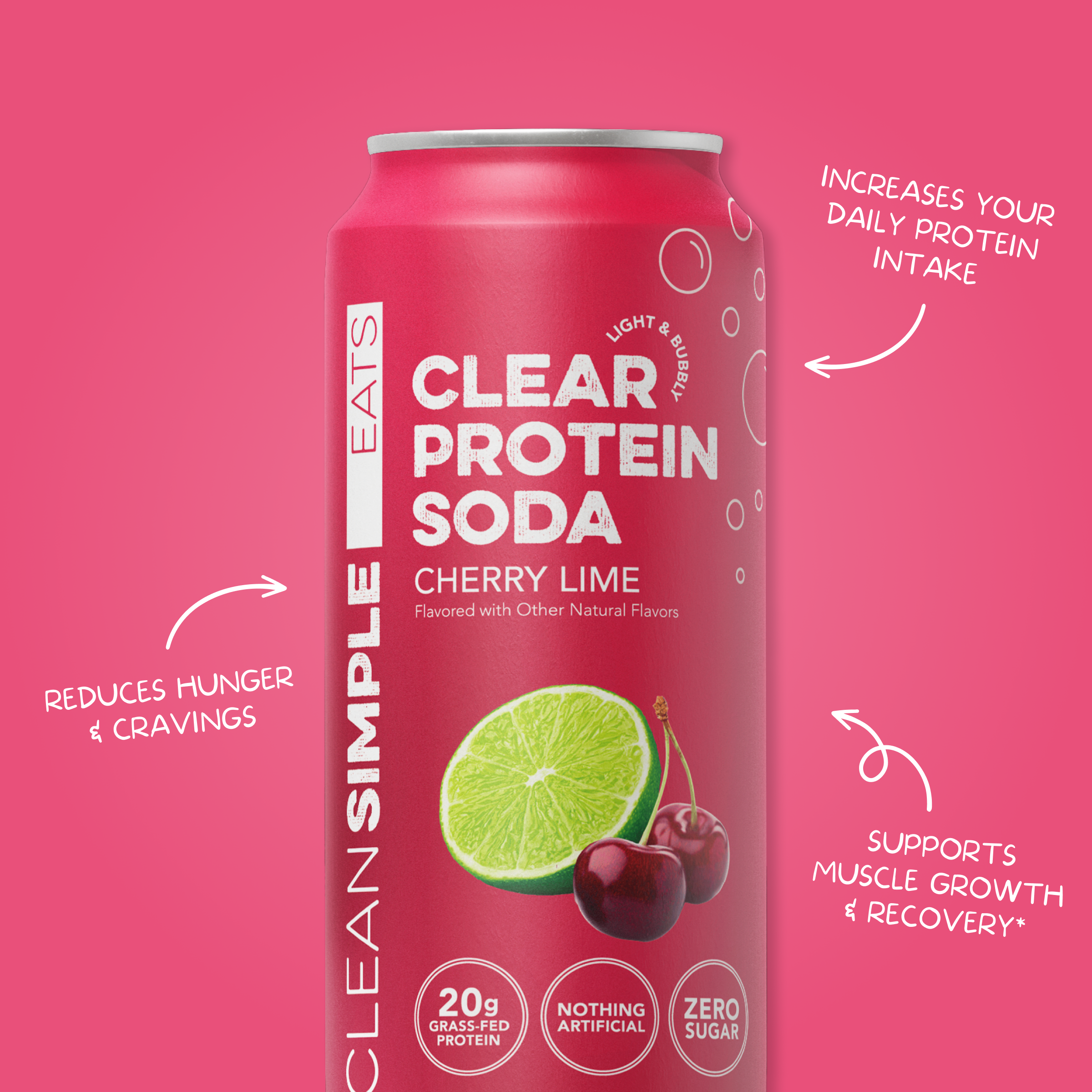 Clear Protein Soda: Cherry Lime (16 Oz. | 12 Pack)